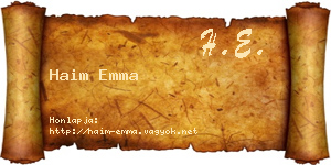 Haim Emma névjegykártya